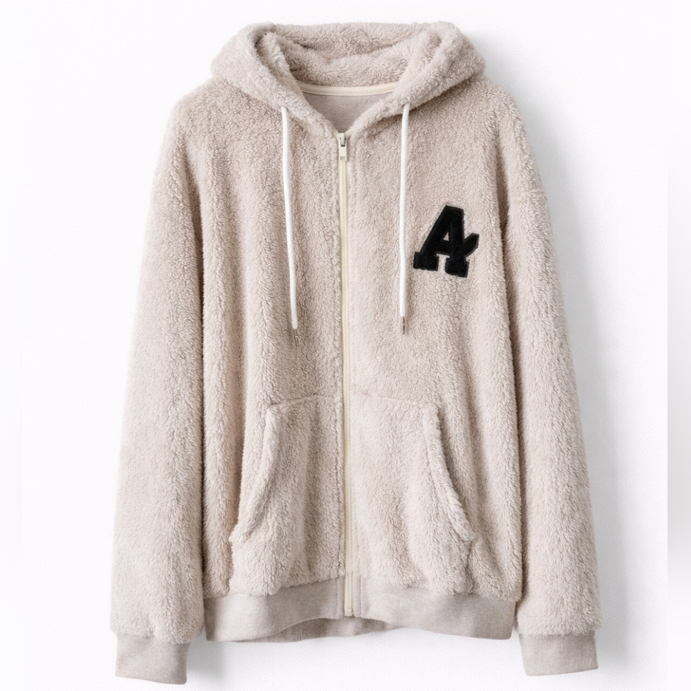 Shein Men's Stylish Full Zip Fleece Hoodie Pockets Casual Size XL